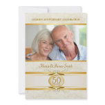 Gold & Ivory Damask 50th Anniversary Invitations