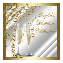 Gold Ivory Womans Elegant Gold Cream Birthday Personalized Invites