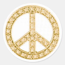 Gold Jewels Peace Sign Round Sticker