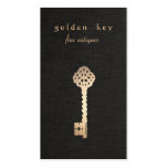 Gold Key Black Linen Look Business Card