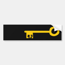 Gold Key on Black. Bumper Sticker