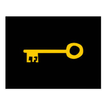 Gold Key on Black. Custom Post Card