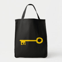 Gold Key on Black. Custom Tote Bags