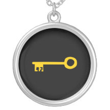 Gold Key on Black. Necklace