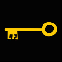 Gold Key on Black. Photo Cutout