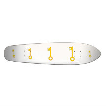 Gold Key on White. Custom Skateboard
