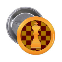 Gold King Chess Piece Pinback Buttons