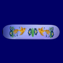 Gold Koi and Deep Blue Lilies Skateboard skateboards