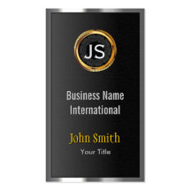 Gold Label Chrome Metal Frame Dark Business Card