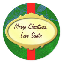 Gold Label Red Ribbon Custom Holiday Stickers stickers