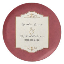 Gold & Lace Classic Formal Elegant Wedding Invite Party Plate