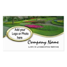 Gold  Lawn Landscaping Logo Photo Business Cards