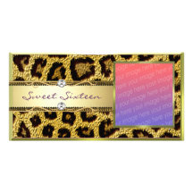Gold Leopard Sweet Sixteen Photocard Picture Card