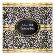 Gold Leopard Womans 40th Birthday Party Personalized Invites