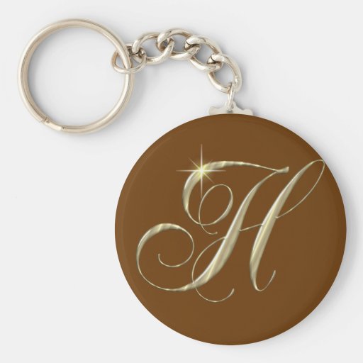 Gold Letter H Monogram Initial Gift Key Chains