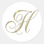 Gold Letter H Monogram Initial Gift Sticker