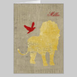 Gold Lion Silhouette Personalized Notecard cards
