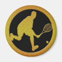 GOLD MALE TENNIS PLAYER FRIDGE MAGNET