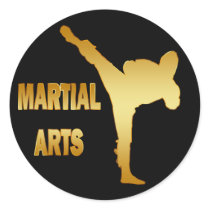 GOLD MARTIAL ARTS ROUND STICKERS