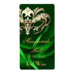 Gold Masquerade Green Jewelled Holiday Wine Label