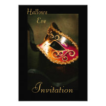 Gold Masquerade Halloween Holiday Invitation