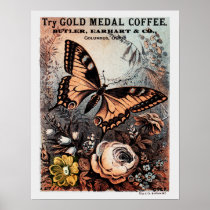 Gold Medal Coffee Butterfly Posters