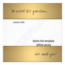 Gold metallic Engagement invitation square templat