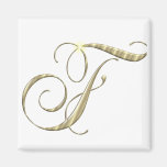 Gold Monogram F Initial Refrigerator Magnet