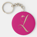 Gold Monogram Initial L Keychain
