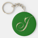 Gold Monogram J Initial Key Chains