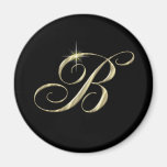 Gold Monogram Letter B Fridge Magnet