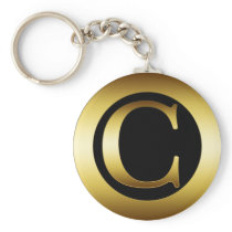 GOLD MONOGRAM LETTER C KEYCHAIN