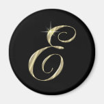 Gold Monogram Letter E Initial Refrigerator Magnets