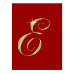 Gold Monogram Letter E Initial Post Card