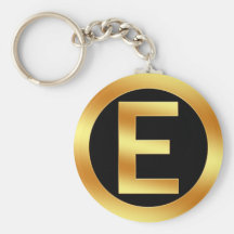 Gold Monogram Letter E Key Chain