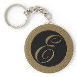 GOLD MONOGRAM LETTER E KEYCHAINS