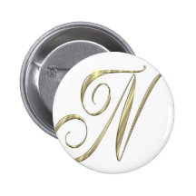 Gold monogram Ni initials merchandise Button