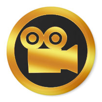 Gold Movie Camera Symbol Refrigerator Magnet