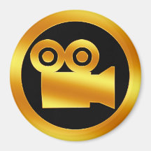 Gold Movie Camera Symbol Refrigerator Magnet