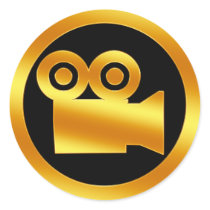 Gold Movie Camera Symbol Stickers
