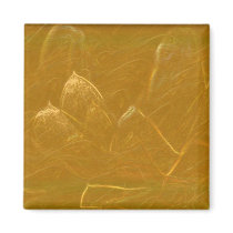 Gold n Copper Sheet :  Lotus Engraved Design Fridge Magnets