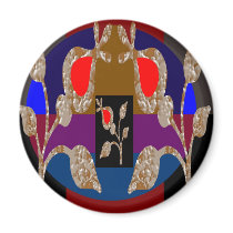 Gold n Silver Jewels: Engraved Embroidered Look Refrigerator Magnet