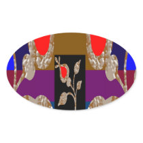 Gold n Silver Jewels: Engraved Embroidered Look Oval Sticker