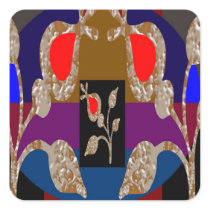 Gold n Silver Jewels: Engraved Embroidered Look Square Sticker