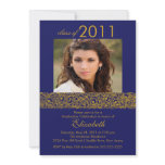 Gold & Navy Blue Photo Graduation Invitation