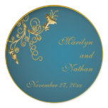 Gold on Teal Monogrammed 1.5" Round Sticker