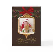 Gold Ornament Frame Photo Christmas Card