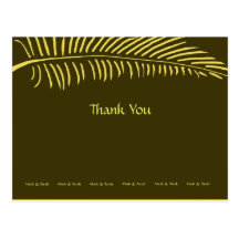 Gold Palm Frond Thank You Post Card