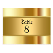 Gold Party table Numbers Post Cards