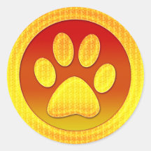 Gold Paw Print Round Stickers